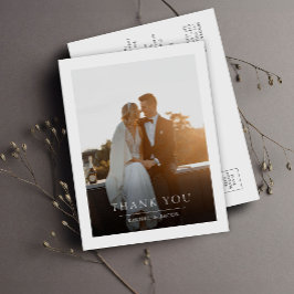 Elegant Simple Photo Wedding Thank You Postkarte