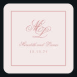 Elegant Simple Pink Monogram Quadratischer Aufkleber<br><div class="desc">Die Rosa-Suite verfügt über einen wunderschönen klassischen Script-Schriftart mit einem zweistelligen Monogramm und einem doppelten Rand. Es handelt sich um eine einfache,  klassische Suite,  die mit individuellen Stücken in verschiedenen Rose,  Rosa,  staubiger Rose,  Elfenbein,  Creme und Rot gefüllt ist. Die Suite ist elegant,  zeitlos,  romantisch und feminin.</div>