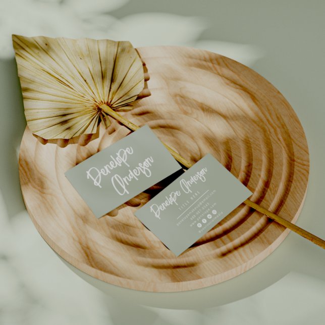 Elegant Simple Pistachio Neutral Boho Chic Modern Visitenkarte (Von Creator hochgeladen)