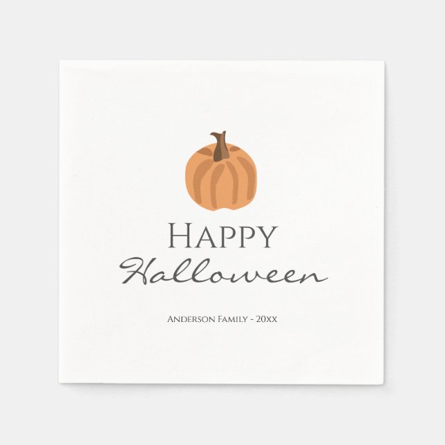 Elegant Simple Pumpkin Happy Halloween Serviette (Vorderseite)