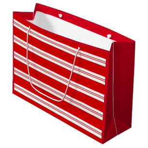 Elegant Simple Red Peppermint Candy Cane Stripes Große Geschenktüte