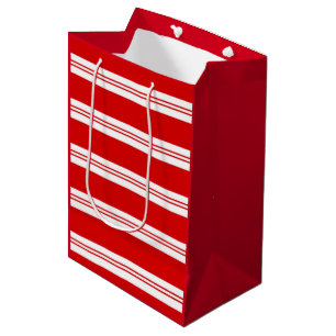 Elegant Simple Red Peppermint Candy Cane Stripes Mittlere Geschenktüte