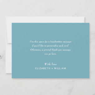 Elegant Simple Retro Blue mit Monogram Wedding Dankeskarte