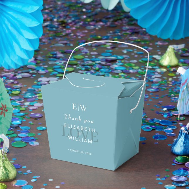 Elegant Simple Retro Blue mit Monogram Wedding Geschenkschachtel (Party)