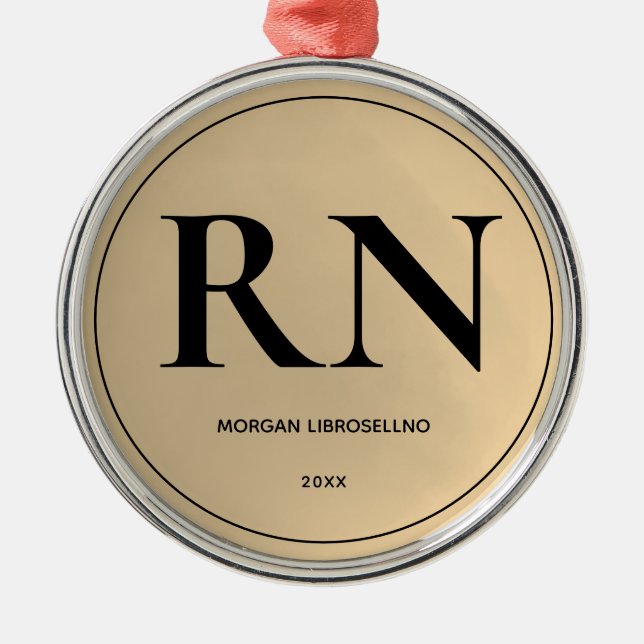 Elegant Simple RN Nurse Ornament Aus Metall (Vorne)