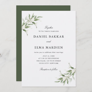 Elegant Simple Rustic Botanical Greenery Wedding Einladung