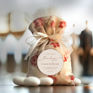 Elegant Simple Rustic Wedding Vielen Dank Runder Aufkleber