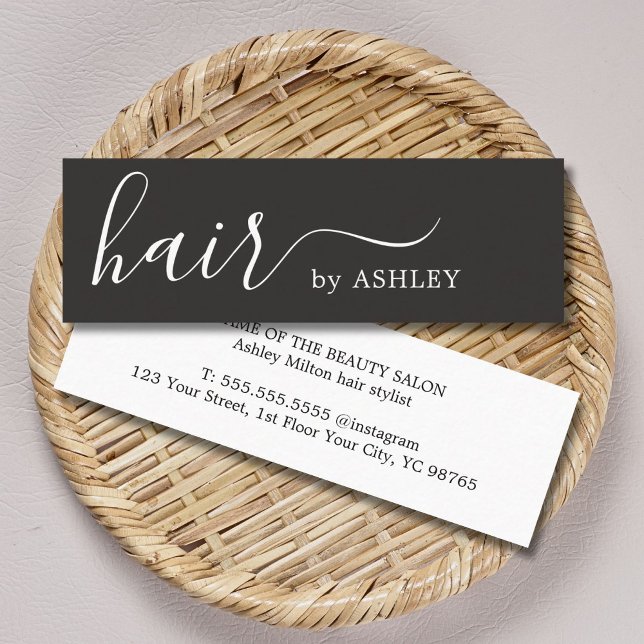 Elegant Simple Schwarz-weiß Hair Stylist Mini Visitenkarte (Von Creator hochgeladen)