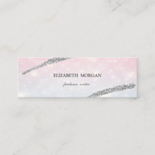 Elegant Simple, Silver Glitzer Line, Bokeh Mini Visitenkarte