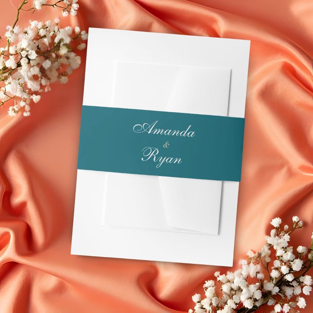 Elegant Simple Teal Script Wedding Einladungsbanderole (Von Creator hochgeladen)