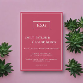 Elegant Simple Viva Magenta Monogram Frame Wedding Einladung
