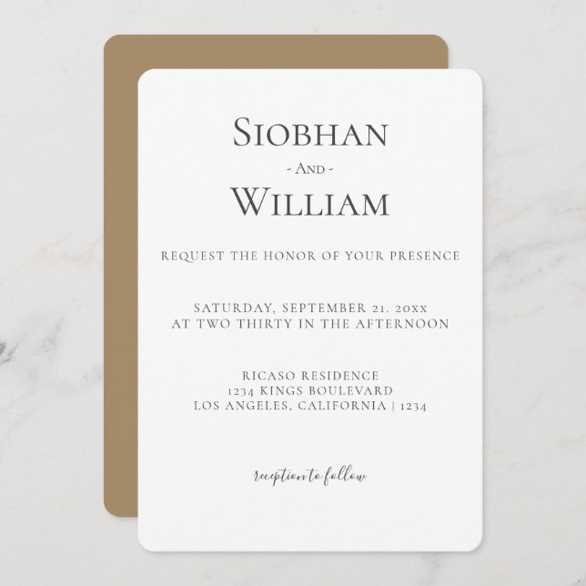 Elegant Simple Wedding (Vorne/Hinten)