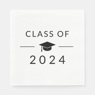 Elegant Simple White Class 2025 Graduation Party Serviette
