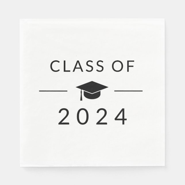 Elegant Simple White Class 2025 Graduation Party Serviette (Vorderseite)