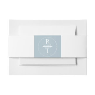 Elegant Simple White Gray Monogram Wedding Einladungsbanderole