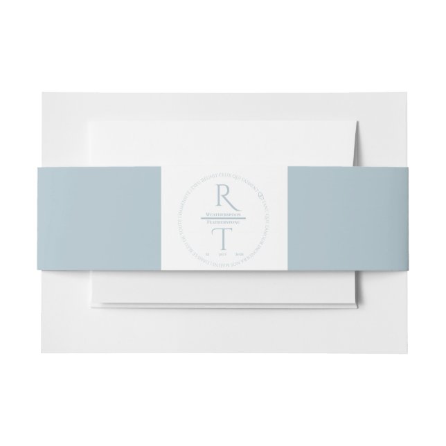 Elegant Simple White Gray Monogram Wedding Einladungsbanderole (Vorderseite Beispiel)