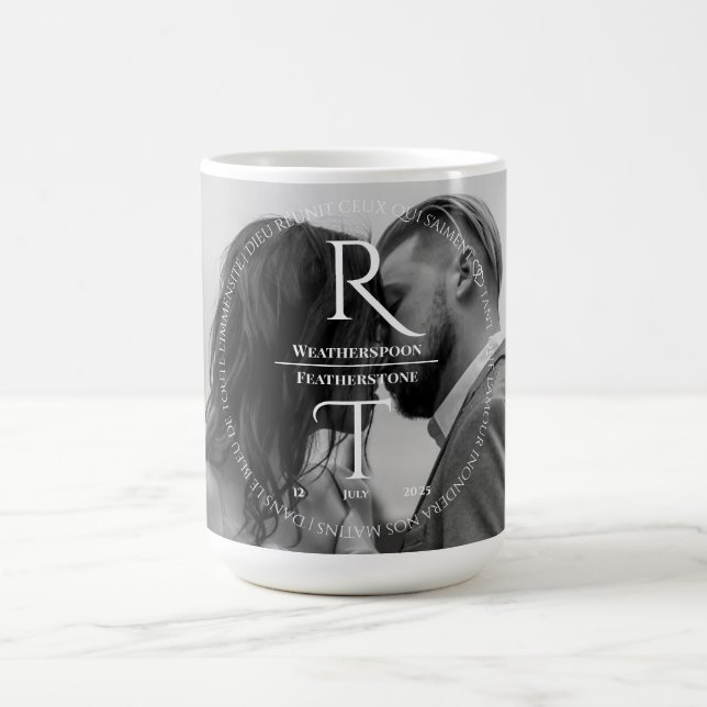 Elegant Simple White Gray Script Wedding Kaffeetasse (Mittel)