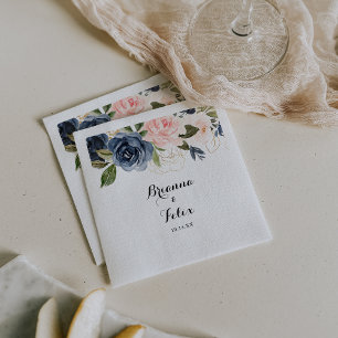 Elegant Simple Winter Floral Calligraphy Wedding Serviette