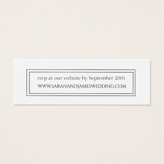 Élégant site Mariage noir et blanc Mini carte (Devant)
