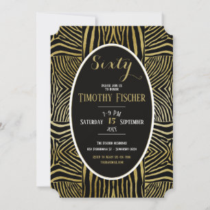Elegant Sixty schwarze Gold-Zebra-Geburtstagseinla