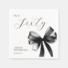 Elegant Sixty Script Schwarze Schleife 60. Geburts Serviette
