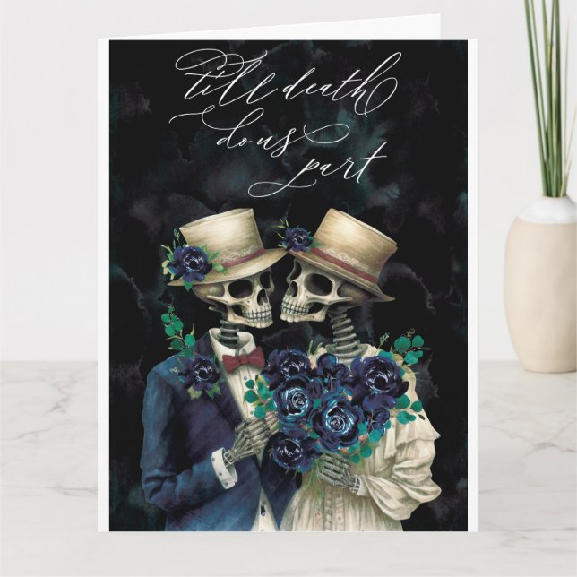 Elegant Skeleton Eukalyptus Halloween Jahrestag Karte (Vorderseite)