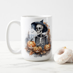 Elegant Skeleton Halloween Wassercolor Kaffeetasse