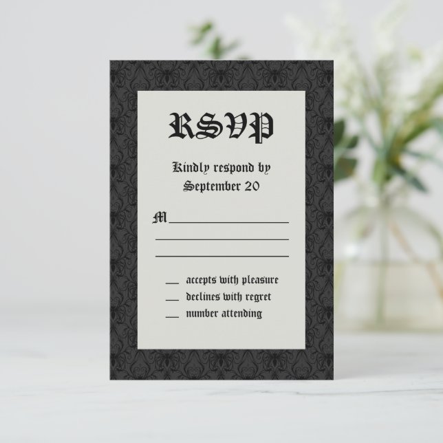 Elegant Skeletons Wedding RSVP Einladung (Stehend Vorderseite)