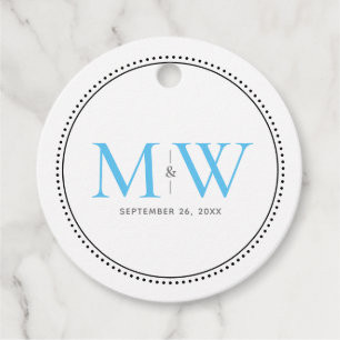 Elegant Sky Blue Couple's Monogram Wedding Geschenkanhänger
