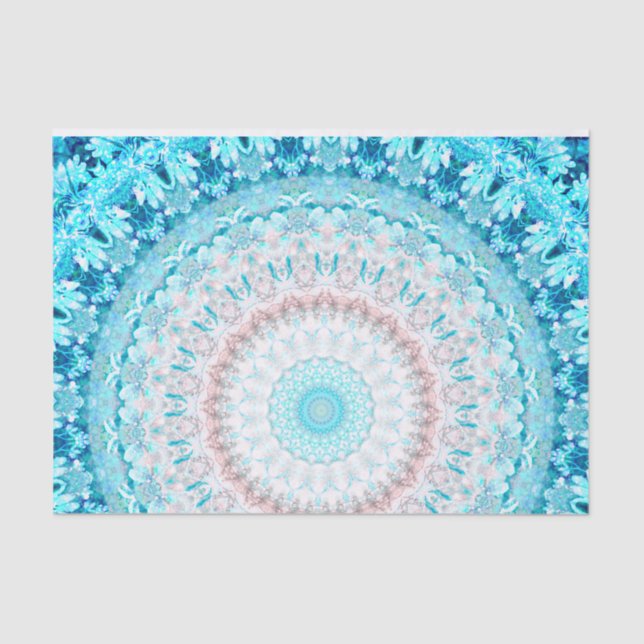 Elegant Sky Blue Crystal Mandala      Seidenpapier (Vorderseite)