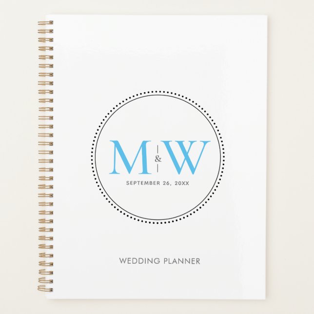 Élégant Sky Blue Monogram Mariage (Devant)