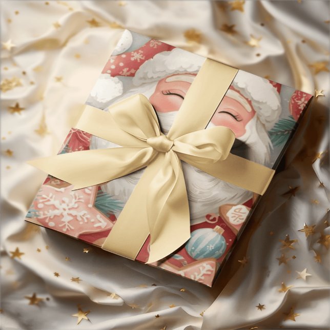 Elegant Sleeping Santa Claus Wrapping Paper | Vint Geschenkpapier (Von Creator hochgeladen)