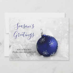 Elegant Snow Scene Navy Ornament Company Feiertagskarte