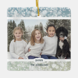 Elegant Snowflake Crystal Bokeh Keramikornament