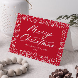 Elegant Snowflake Rot Frohe Weihnachten Non-Foto