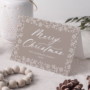 Elegant Snowflake Taupe Frohe Weihnachten Non-Foto