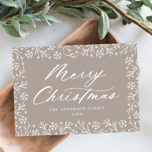 Elegant Snowflake Taupe Frohe Weihnachten Non-Foto