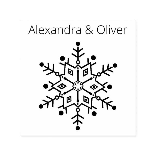 Elegant Snowflake Wedding Name Monogram Permastempel (Design)