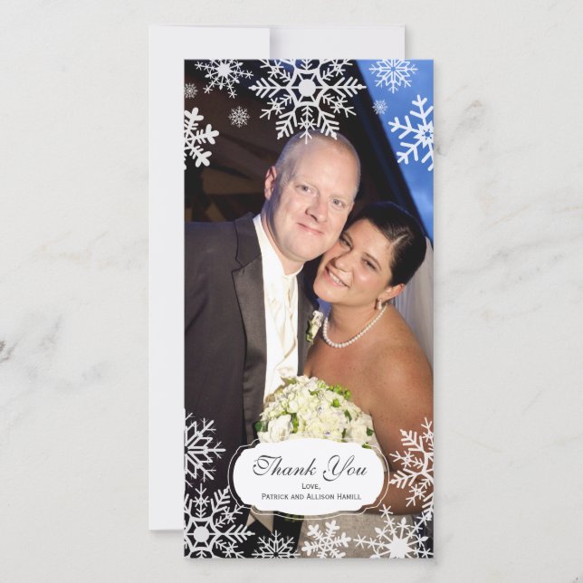 Elegant Snowflake Wedding Vielen Dank Dankeskarte (Vorderseite)
