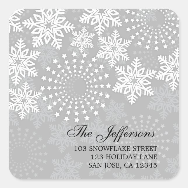 Élégant Snowflakes 1 - étiquette de adresse de vac (Devant)