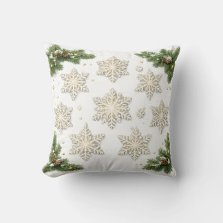 Elegant Snowflakes and Pine Christmas Kissen