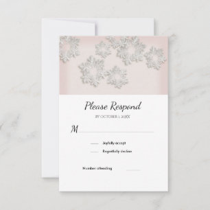 Élégant Snowflakes Winter Wedding RSVP Flat Card
