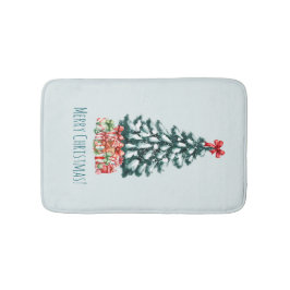 Elegant Snowy Christmas Tree Badematte