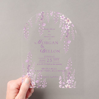 Elegant Soft Blush Lavender Floral Wedding Acryleinladungen
