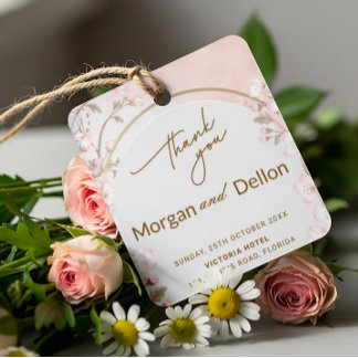 Elegant Soft Blush Pink Cherry Blossom Wedding Geschenkanhänger