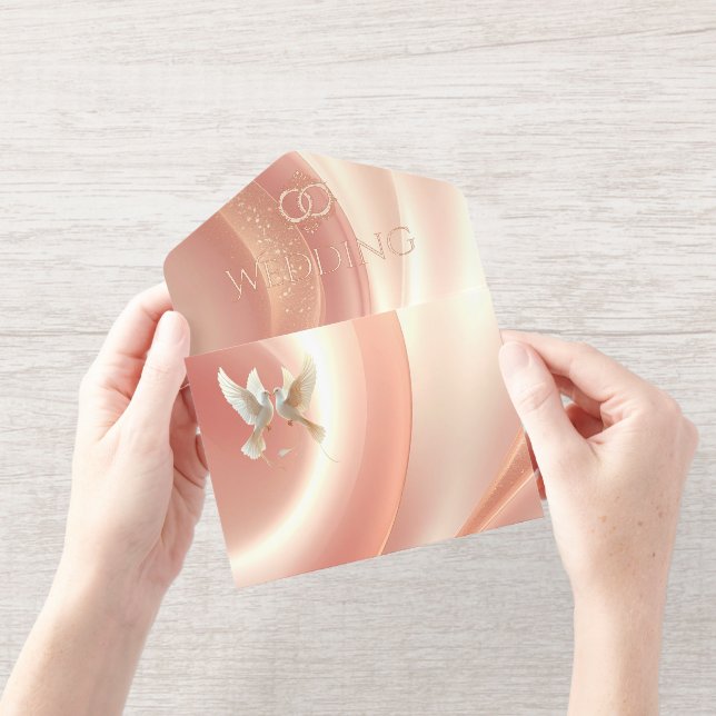 Elegant Soft Blush Wedding Invitation All-in-One-Einladung (Öffnung)