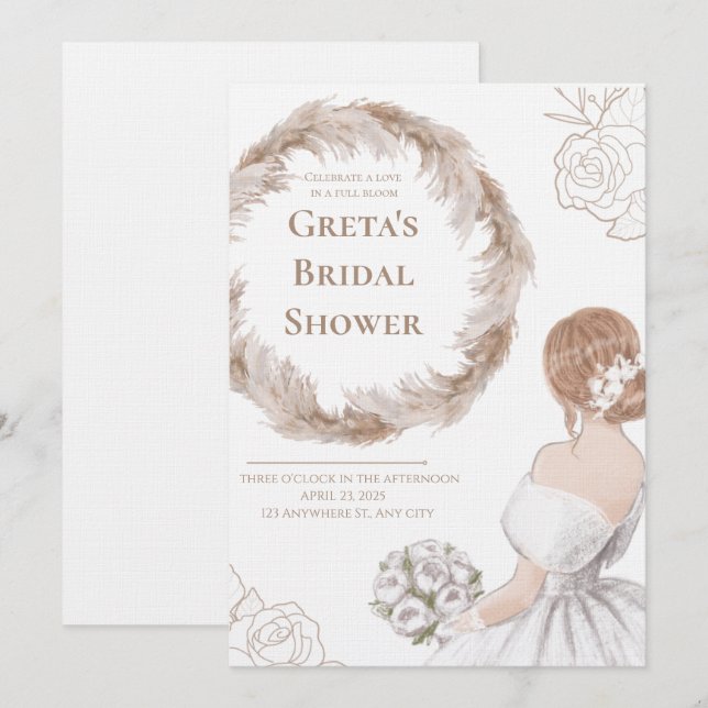 Elegant Soft Bridal Shower Invite Einladung (Vorne/Hinten)