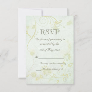 Elégant Soft Green Vintage Wedding RSVP