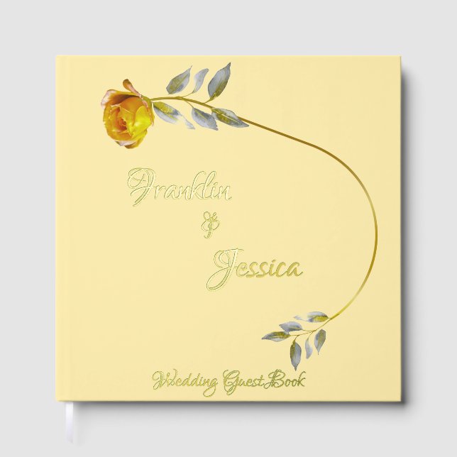 Elegant soft peace rose green & gold oval Wedding Gästebuch (Vorderseite)