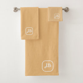 Elegant Soft Peach Monogramed Personalisiert Badhandtuch Set